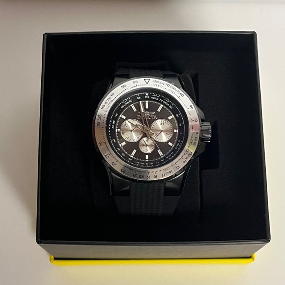 Invicta Aviator Mens Black Watch 33033 Steel 50mm Case Silicone Band Timepiece - Picture 7 of 12